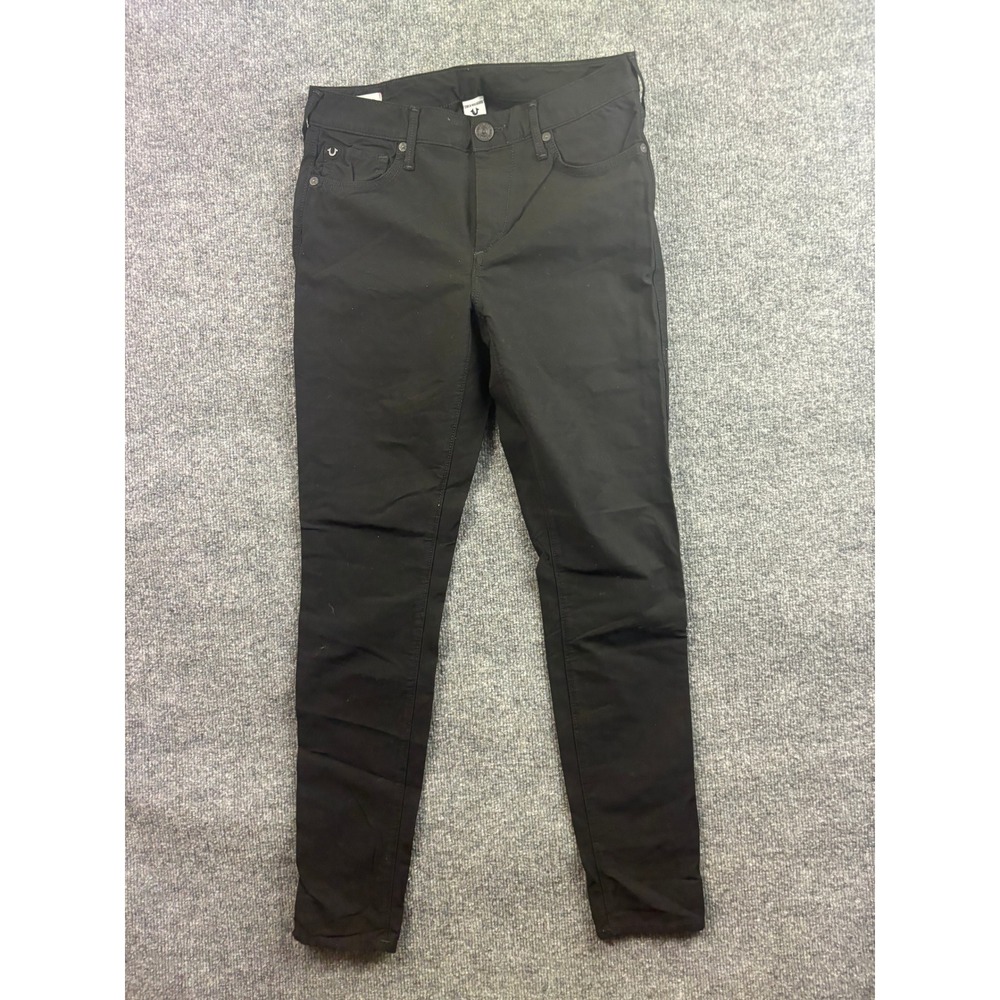 True Religion Halle Super Skinny Jeans Womens 28 Black Mid Rise Stretch Pants